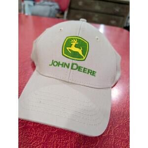 John Deere Beige Snapback Hat Cap Adjustable